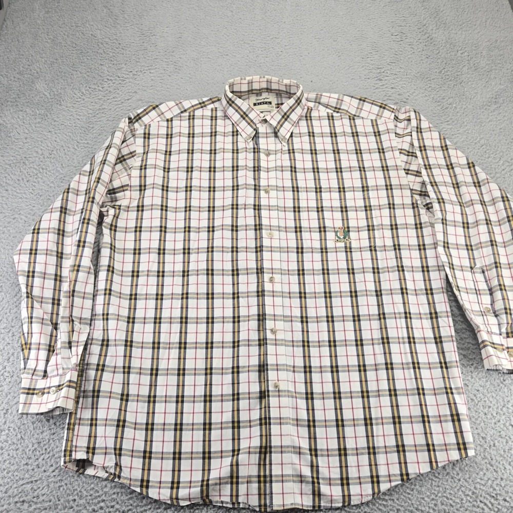Wrangler Shirt Mens XL 17.5 - 36/37 Tan Riata‎ Vintage Western Workwear Rancher